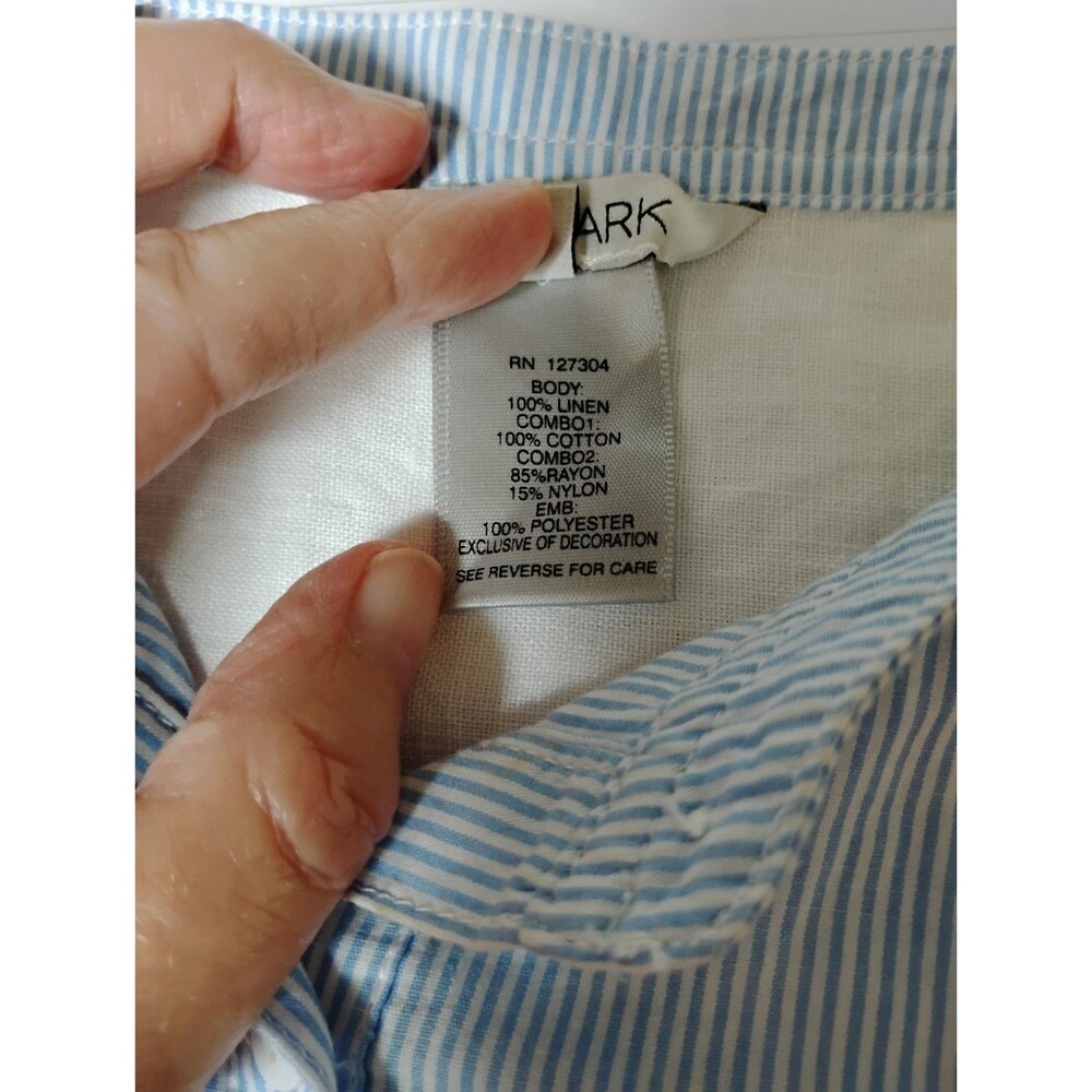 John Mark Women's Boho Top Size XL Linen Colorful Floral Embroidered Cottage - Picture 6 of 7